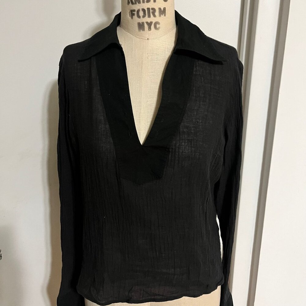 ALICE & TRIXIE Black Lightweight Cotton Gauze Top Size Medium
